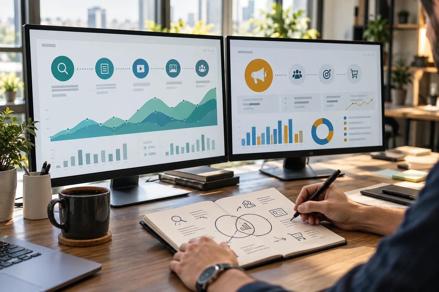 Análisis de campañas y búsquedas en una mesa de trabajo
